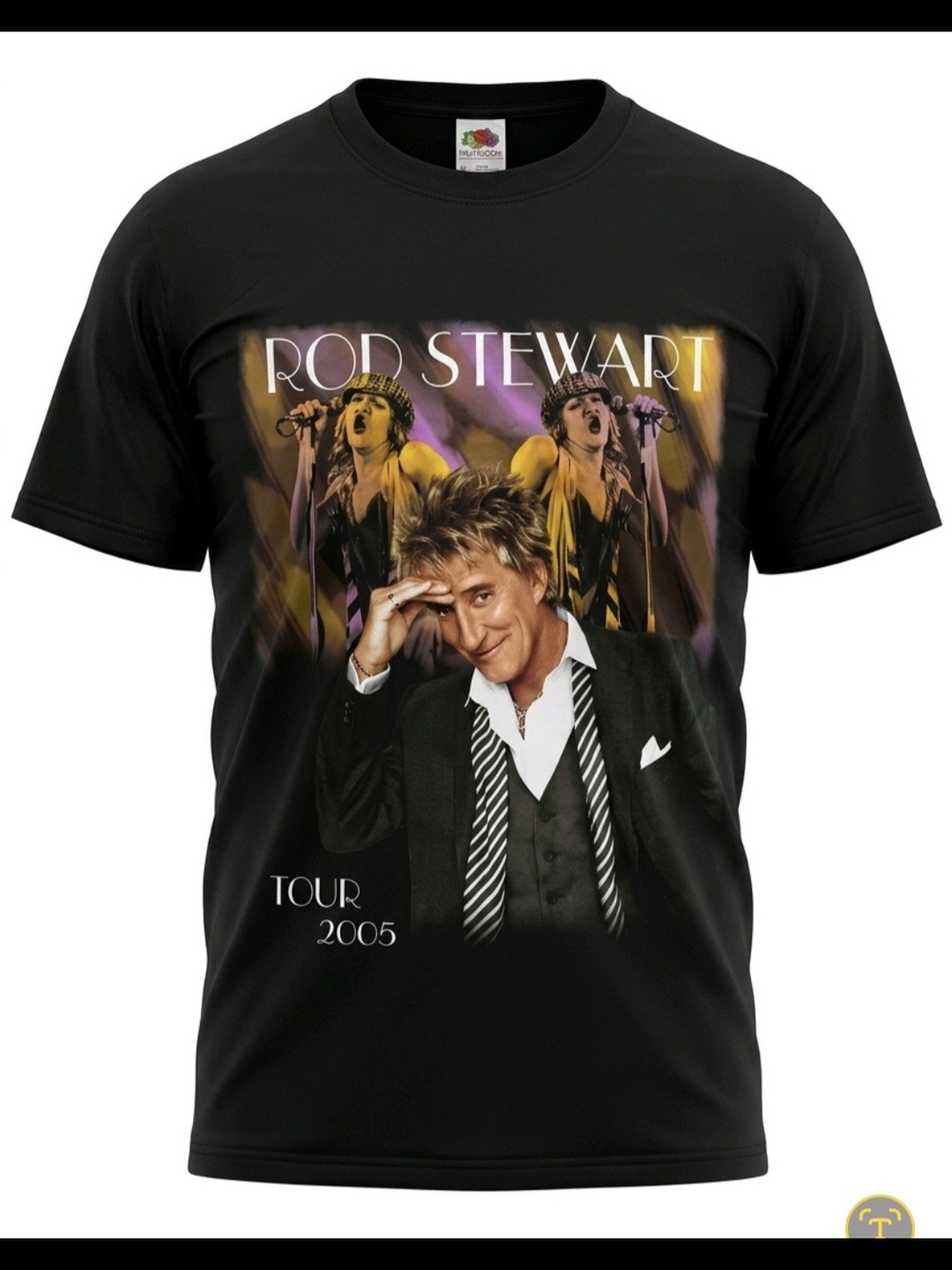 Fruit of the Loom Black Rod Stewart Tour 2005 Concert Graphic Tee